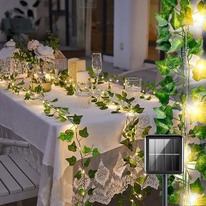 Lampki Solarne ze Sztucznymi Liśćmi Bluszczu (5 m) | LEAFGLO