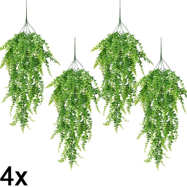 4x Sztuczna paproć wisząca (80 cm) | FERNY