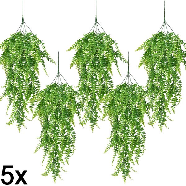 5x Sztuczna paproć wisząca (80 cm) | FERNY