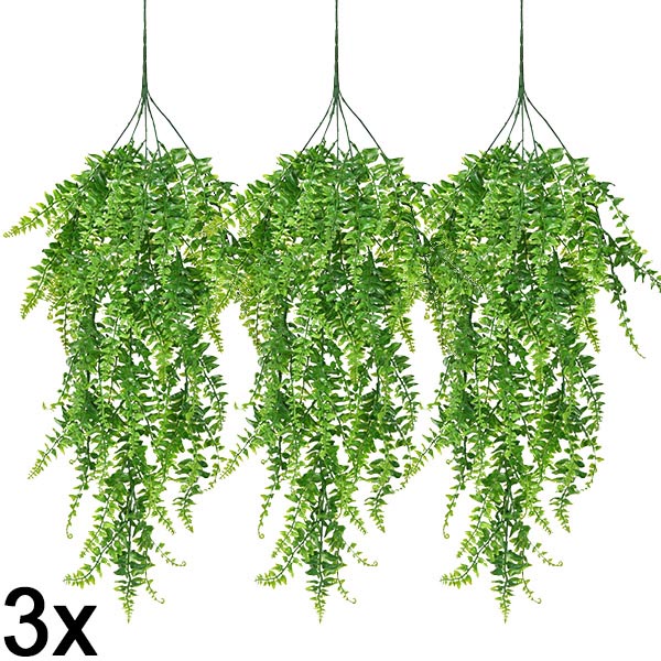 3x Sztuczna paproć wisząca (80 cm) | FERNY