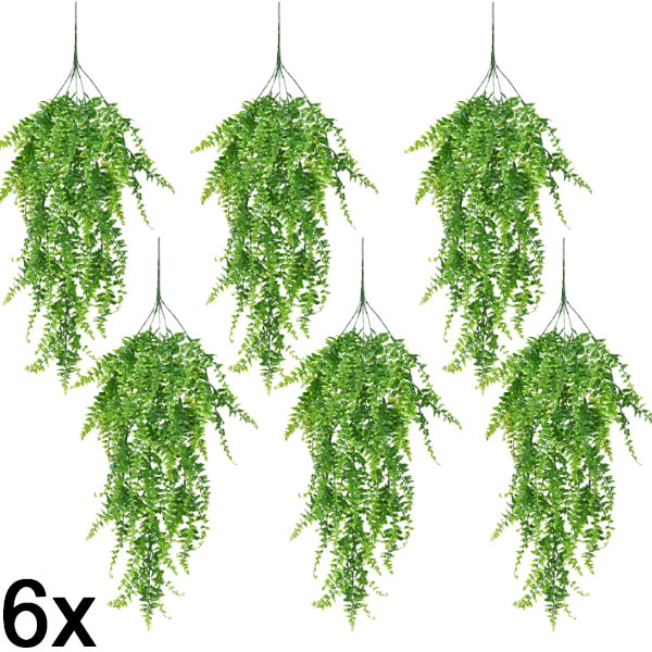 6x Sztuczna paproć wisząca (80 cm) | FERNY